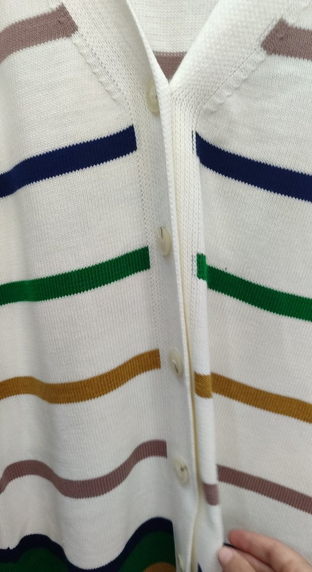 Çizgili V Yaka Uzun Kollu Kadın Triko hırka allday - Görsel 3