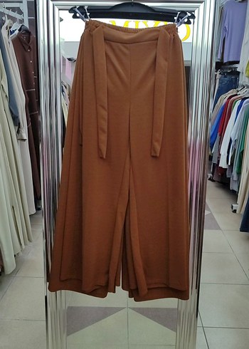 hardal Pilili Bol Kesim Kadın pantolon kuşaklı ve beli lastikli - Görsel 2