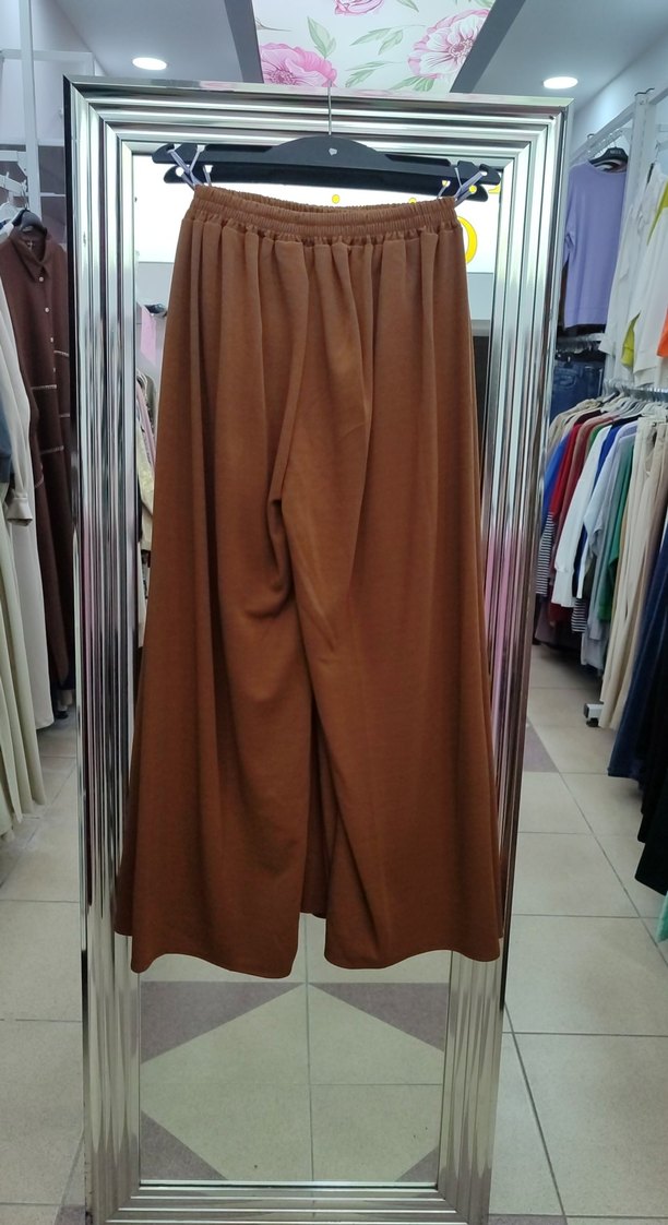 hardal Pilili Bol Kesim Kadın pantolon kuşaklı ve beli lastikli - Görsel 4