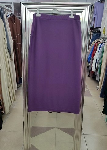Kadın Mor Uzun Düz kalem Etek - Görsel 2