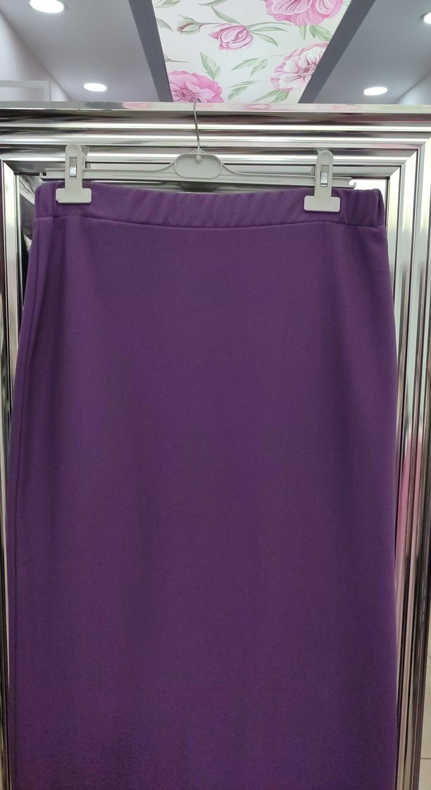 Kadın Mor Uzun Düz kalem Etek - Görsel 3