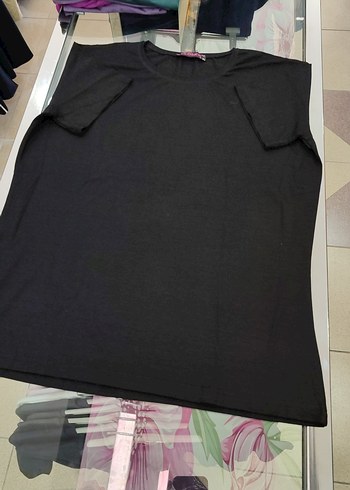 Siyah Yaka Kısa Kollu Salaş Kadın Tişört ledeka - Görsel 4