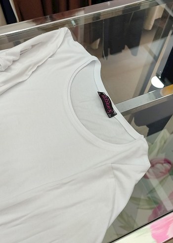 Beyaz Uzun Kollu Kadın Basic Tişört ledeka - Görsel 4