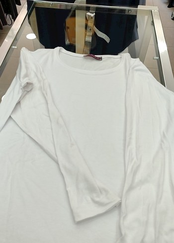 Beyaz Uzun Kollu Kadın Basic Tişört ledeka - Görsel 3