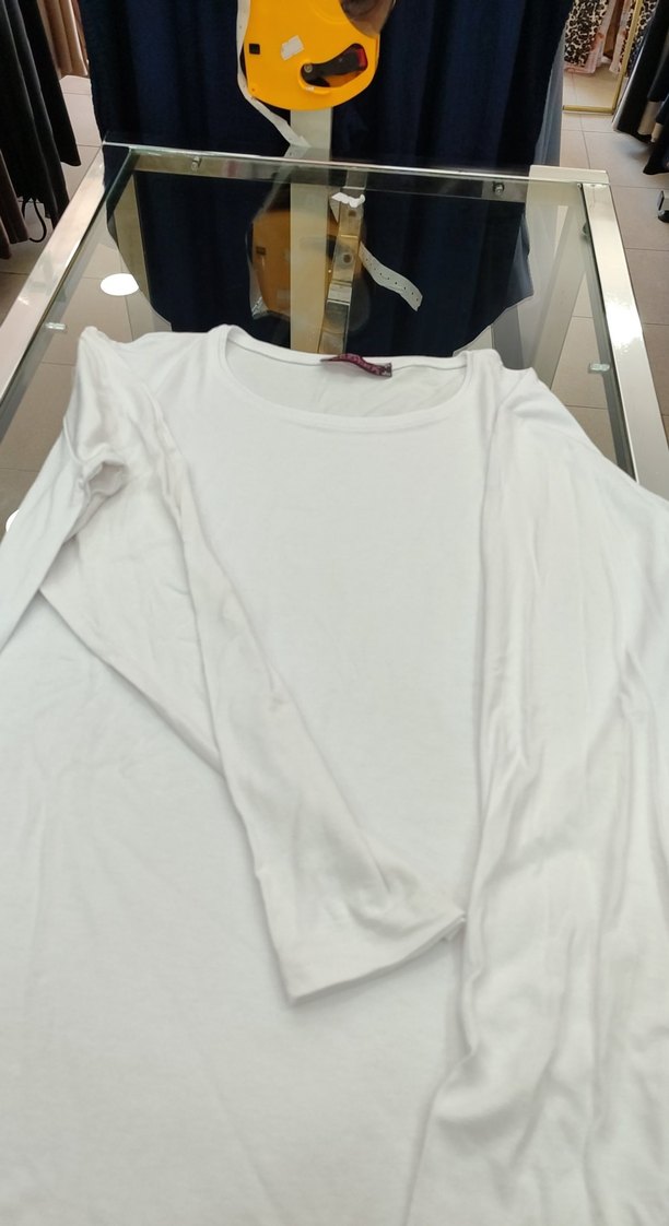 Beyaz Uzun Kollu Kadın Basic Tişört ledeka - Görsel 3