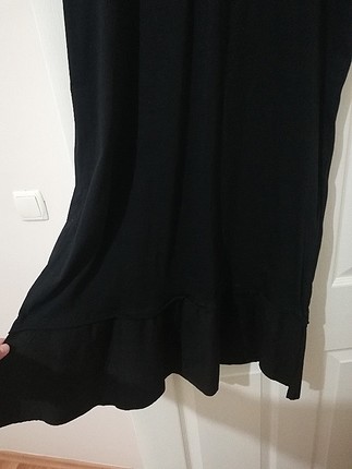 l Beden siyah Renk siyah penye etek ucu kumaş pileli elbise. 