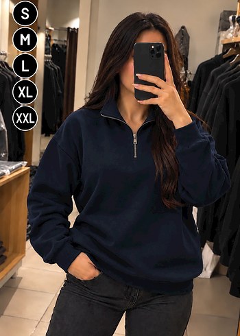 Diğer Lacivert Yarim Fermuarli Rahat Sweatshirt Aciklamayi Okuyunuz