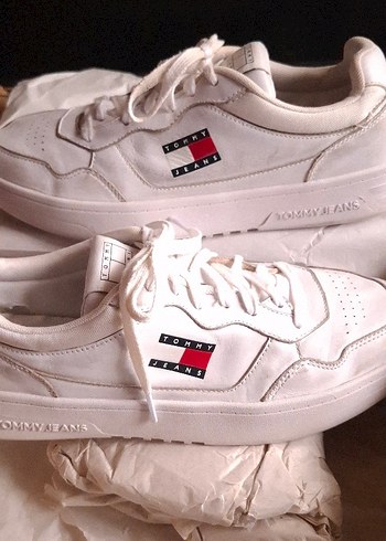 Tommy Hilfiger Beyaz Dusuk Bogaz Tommy Jeans Tjm Cupsole Hakiki Deri Sneaker 43