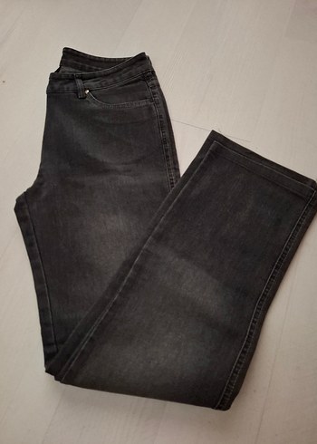 Diğer Koyu Gri Yikamali Denim Jean