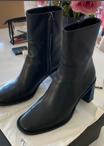 Massimo Dutti Sik Siyah Deri Bilek Bot