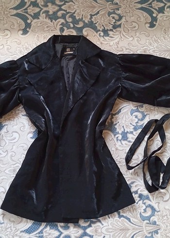 Diğer Siyah Saten Blazer Ceket