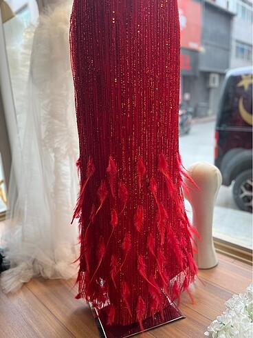 Özel dikim kırmızı abiye - Görsel 4