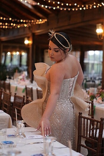 Özel dikim nışan elbisem - Görsel 2