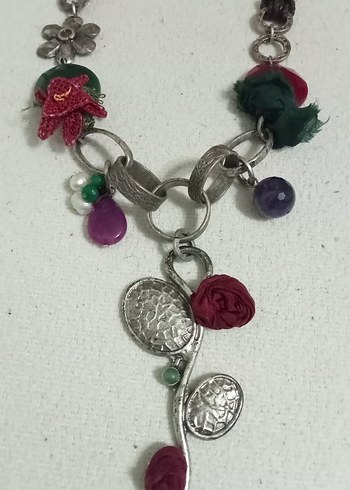 Çiçekli Renkli Yargıcı Bohem Kolye - Görsel 3