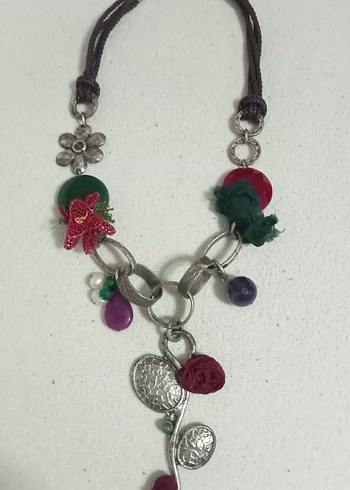 Çiçekli Renkli Yargıcı Bohem Kolye - Görsel 4