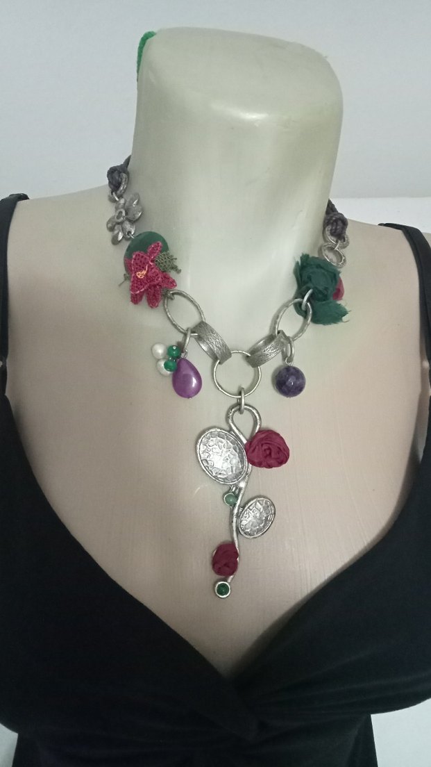 Çiçekli Renkli Yargıcı Bohem Kolye - Görsel 2