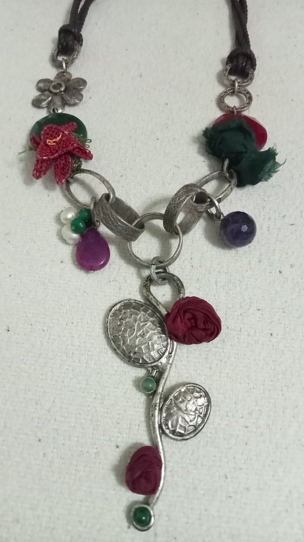 Çiçekli Renkli Yargıcı Bohem Kolye - Görsel 3