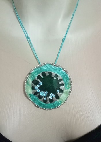 Boncuklu Turkuaz Bohem Kolye ve Küpe Seti - Görsel 2