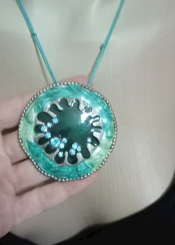 Boncuklu Turkuaz Bohem Kolye ve Küpe Seti - Görsel 3