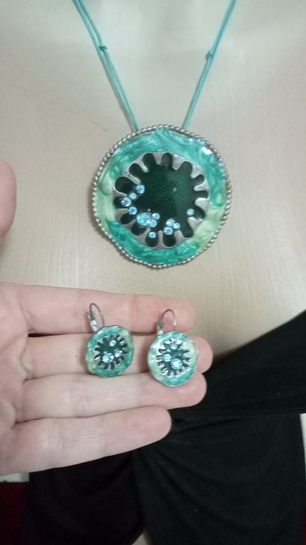 Boncuklu Turkuaz Bohem Kolye ve Küpe Seti - Görsel 4