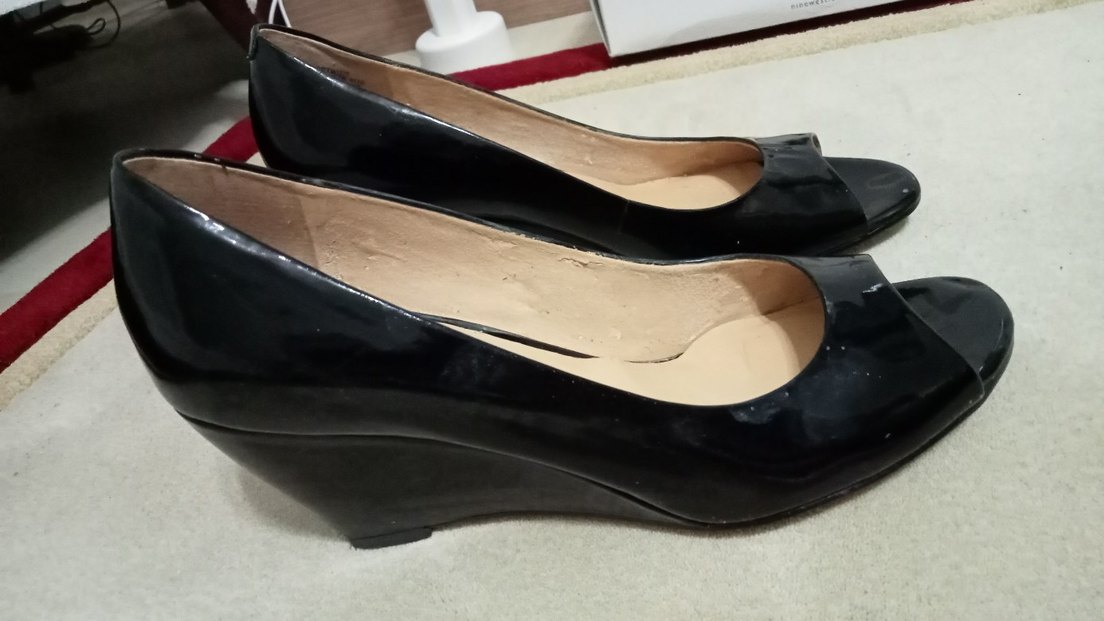 Siyah Rugan dolgu topuk Kadın Ayakkabı - Görsel 2