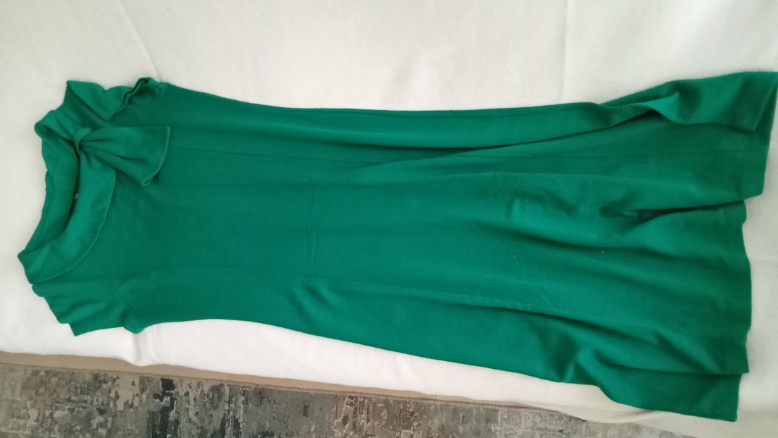 Yeşil Drapeli Midi Ofis Elbisesi - Görsel 4