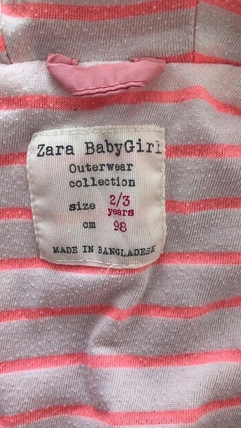 24-36 Ay Beden Zara kız çocuk yağmurluk