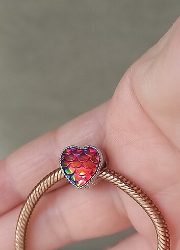 Pandora Mermaid hologram kalp charm