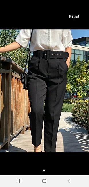 Zara siyah kemerli kumaş pantolon 