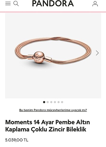 Beden altın Renk Pandora Bileklik