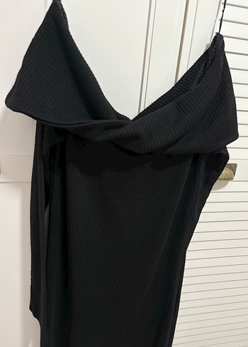 Stradivarius Siyah Drapeli Uzun elbise