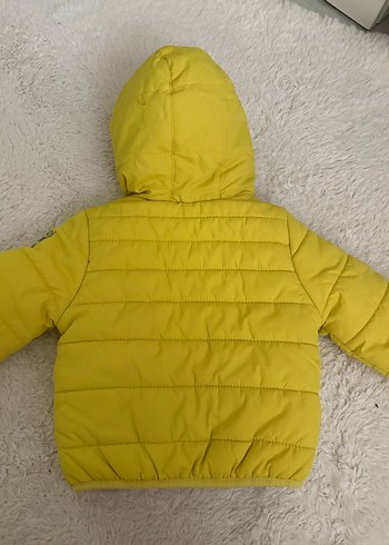 6-9 Ay Beden sarı Renk Sarı Kapüşonlu Erkek Çocuk Mont