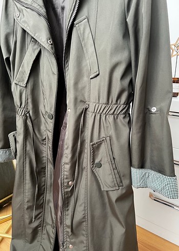 Haki uzun yağmurluk - Görsel 4