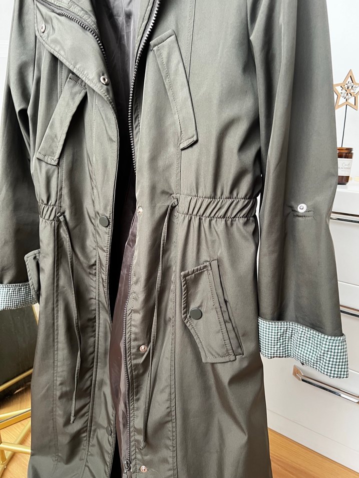 Haki uzun yağmurluk - Görsel 4