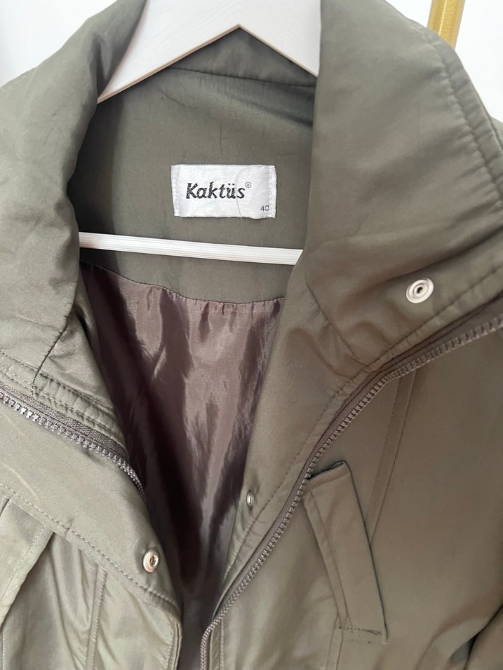 Haki uzun yağmurluk - Görsel 3