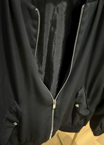 Zara Siyah Kadın ince Bomber Ceket, Fermuarlı, - Görsel 5