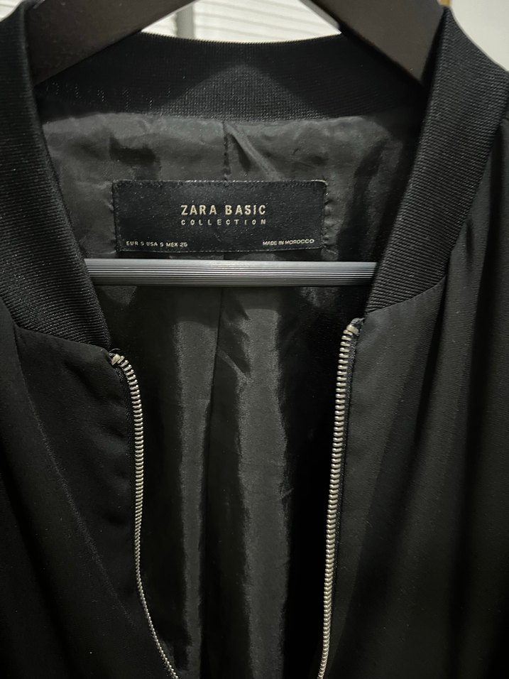 Zara Siyah Kadın ince Bomber Ceket, Fermuarlı, - Görsel 3