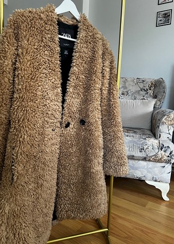 Zara Peluş Kadın Kaban - Görsel 6