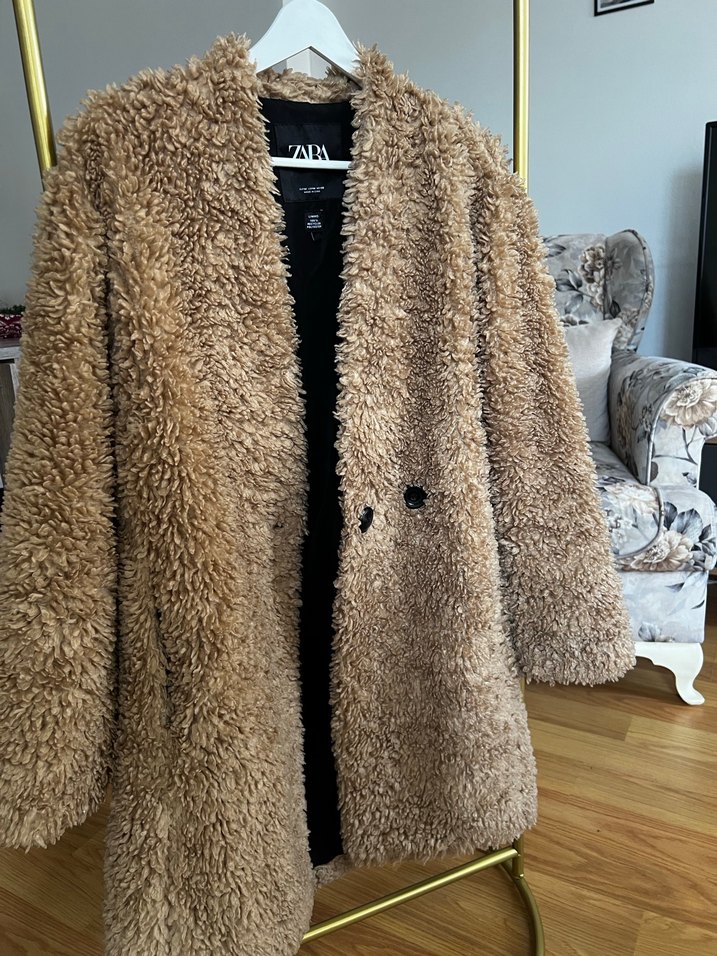 Zara Peluş Kadın Kaban - Görsel 3