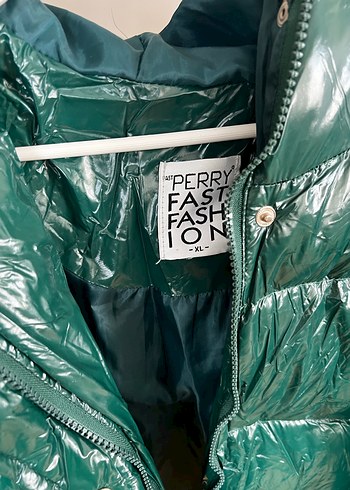 Yeşil Parlak Kadın Kışlık Mont - Görsel 3