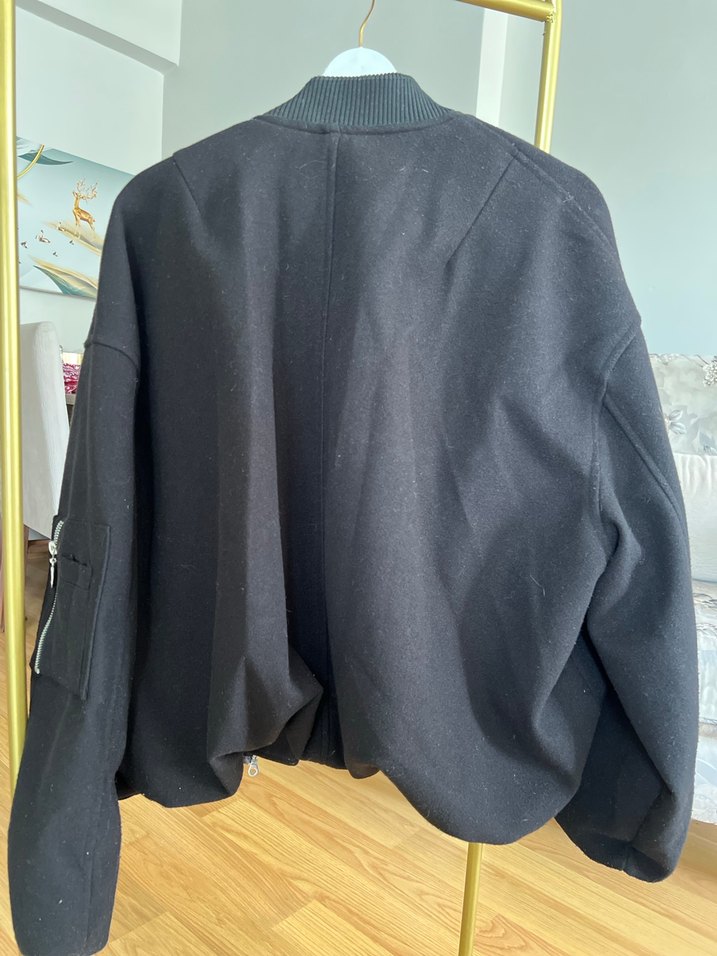 Siyah Süet Bomber Fermuarlı Kadın Ceket - Görsel 5