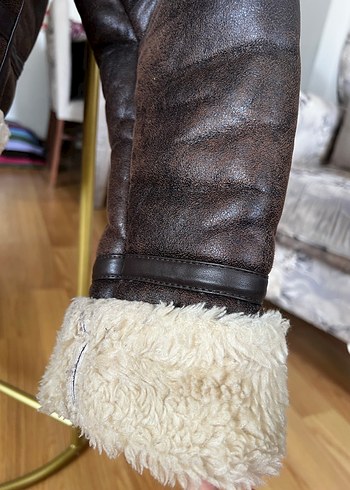 Zara Kürk Kahverengi Deri Kadın Ceket - Görsel 2