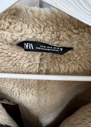 Zara Kürk Kahverengi Deri Kadın Ceket - Görsel 5