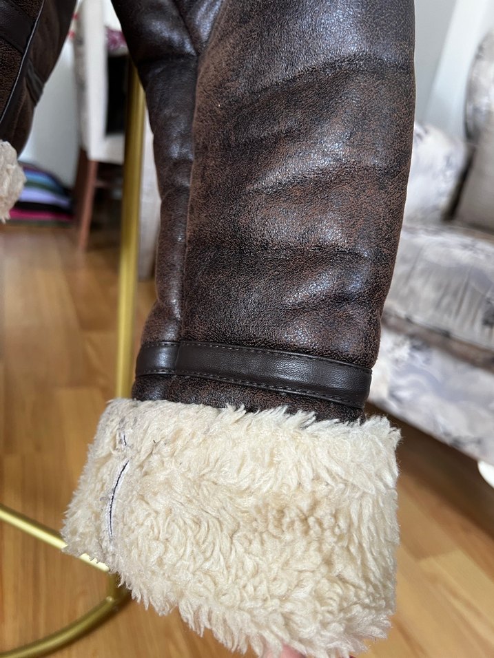 Zara Kürk Kahverengi Deri Kadın Ceket - Görsel 2