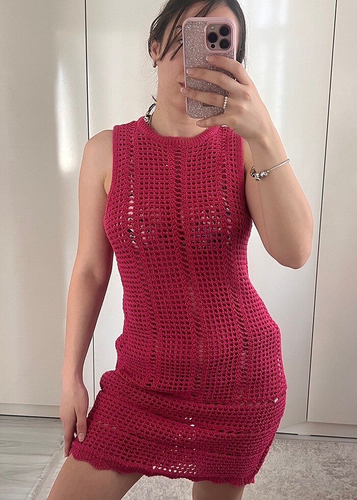 Koton file astarlı elbise - Görsel 5