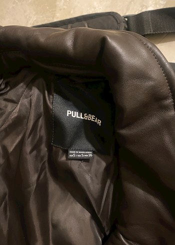 Pull and Bear pull bear kahverengi deri şişme mont