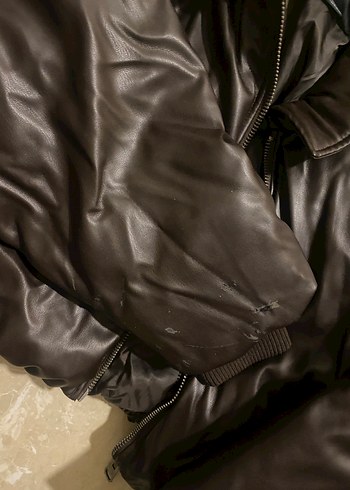 s Beden kahverengi Renk pull bear kahverengi deri şişme mont