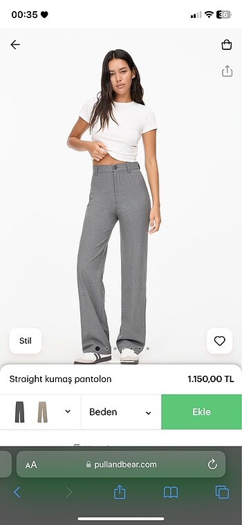 Pull bear gri kumaş pantolon