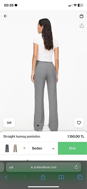 Pull and Bear Pull bear gri kumaş pantolon