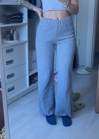 zara Gri Rahat Kesim  Kadın Eşofman Altı - Görsel 2